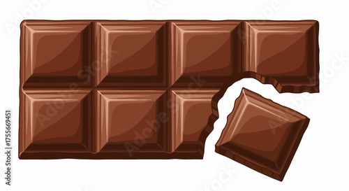 Delicious Chocolate Bar With A Piece Broken Off Isolated On White