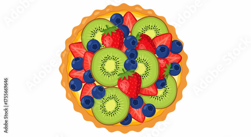 Delicious Fruit Tart With Fresh Strawberries And Kiwi Dessert
