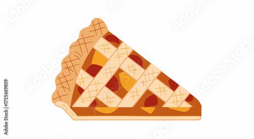 Delicious Slice Of Homemade Fruit Pie With Lattice Crust