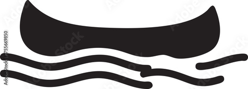 Eco Tourism Silhouettes Canoe Boat Calm Water Lake River Preservation Icon