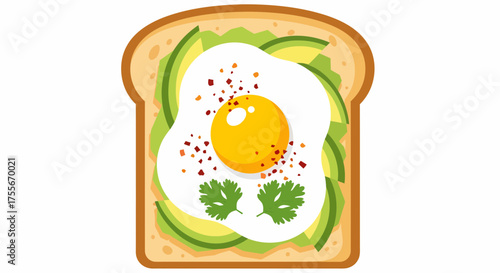 Egg And Avocado Toast With Chili Flakes Ready To Eat