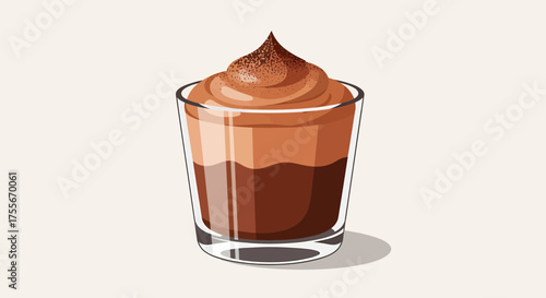 Elegant Glass Of Chocolate Creamy Drink Illustration