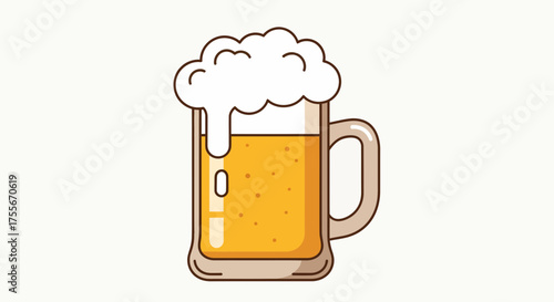 Refreshing Beer In Cartoon Style, Vector Isolated On Background