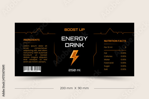 Modern Energy drink label design template