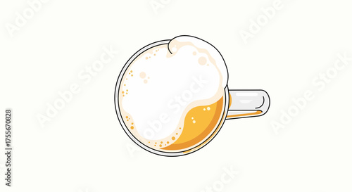 Stylized Beer Illustration From Above With Rich Head Foam