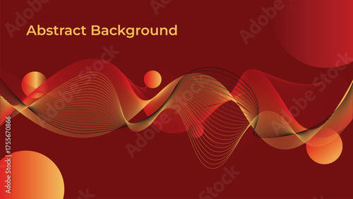 Abstract red line blended background with wave and swirl lines, background template.
