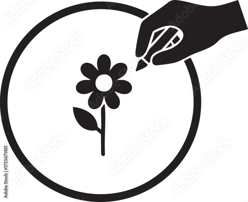 Natural Sanctuary Silhouettes Hand Drawing Circle Leaf Protection Zone Icon