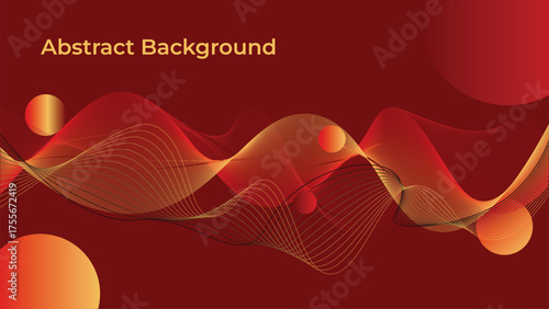 Abstract red line blended background with wave and swirl lines, background template.
