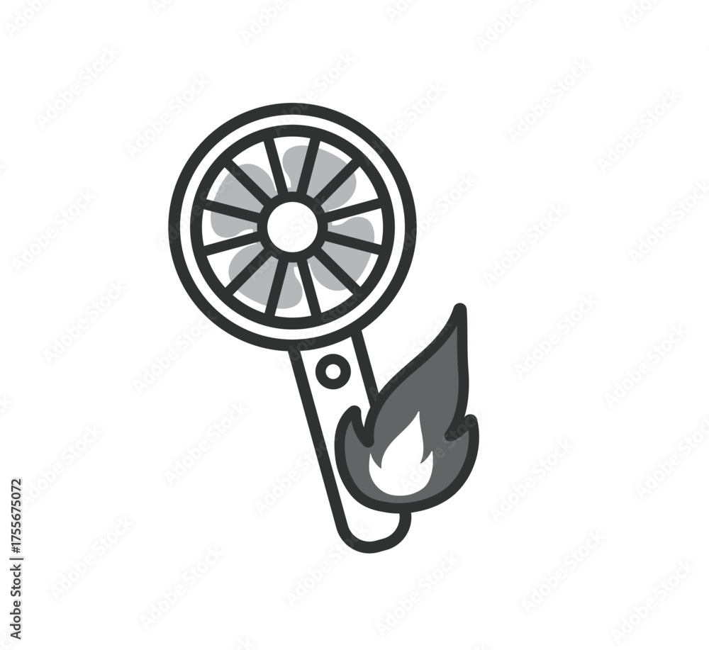 Obraz premium ハンディファン 発火事故のアイコンイラスト