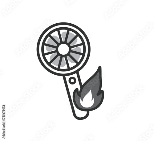 ハンディファン　発火事故のアイコンイラスト