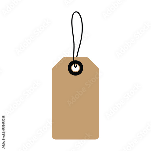 Blank kraft paper tag with string isolated on white background