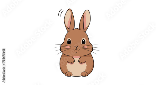 A cute fluffy brown bunny rabbit with long ears standing up.
