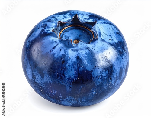 Single blueberry, skin details, isolated on white