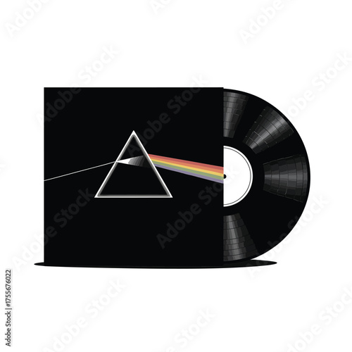 Iconic prism light spectrum on vinyl record album cover