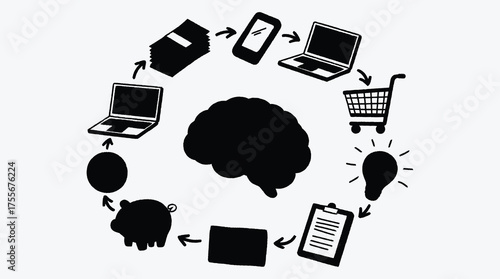 Brainstorming process for business success creative thinking and financial growth