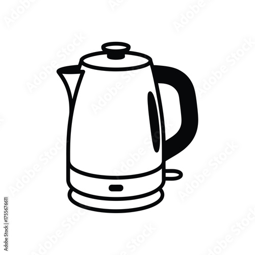 Simple line drawing of a modern electric kettle