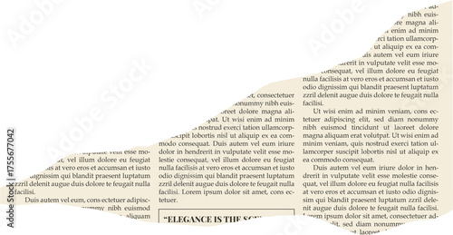 A piece of old newspaper on a transparent background.