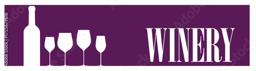 Winery concept with wine bottle and glasses