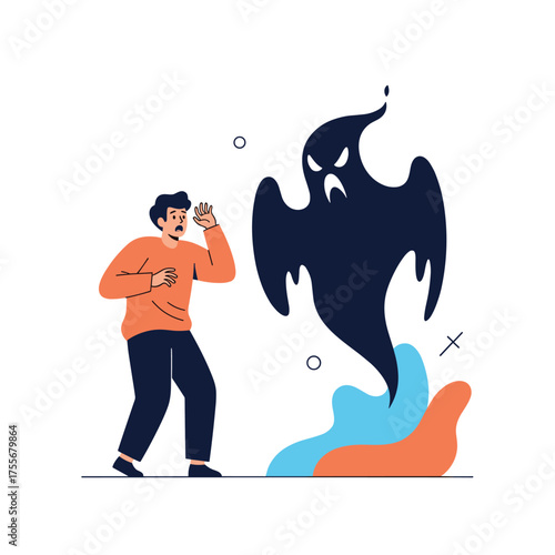 A person is scared by a spooky ghost appearing before them.