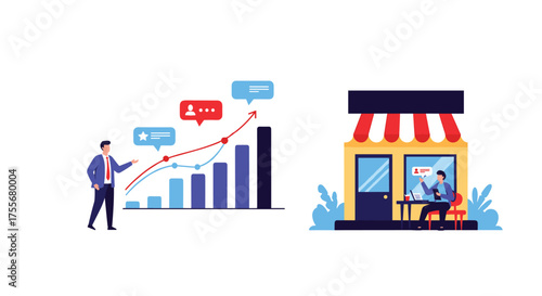 Analyzing business growth and online performance for a small retail shop.