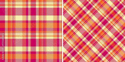 Textile plaid background of vector tartan check with a fabric pattern texture seamless. Set in warm colors. Rich and royal fashion choices.