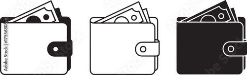 vector illustration of a black and white wallet on transparent background, editable file