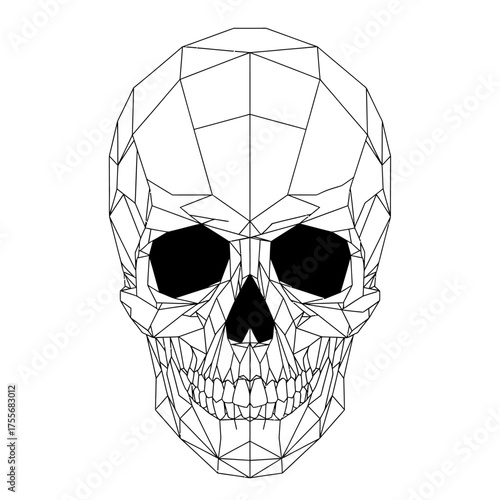 Geometric skull isolated on white background low poly skull illustration modern art polygonal skull vector illustration black and white skull death symbol