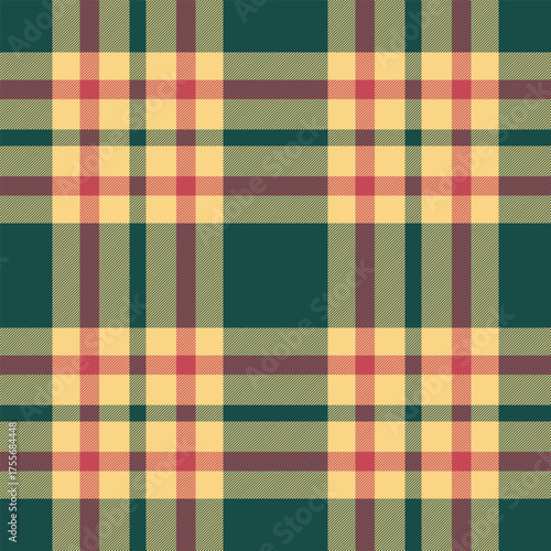 Border check vector texture, tiny background seamless pattern. Ornament plaid textile fabric tartan in amber and teal colors.