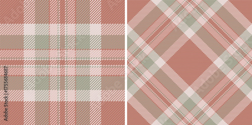 Texture pattern check of textile fabric background with a plaid seamless vector tartan. Set in light colors of colorful home decor ideas.