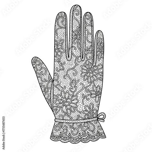 Elegant lace glove isolated on white background, showcasing intricate design, fashion accessory, and vintage style, perfect for formal occasions and delicate touch