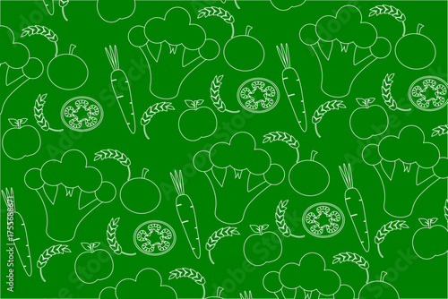 Seamless green vegetable pattern symbolizing sustainability, organic farming, and healthy food culture worldwide.