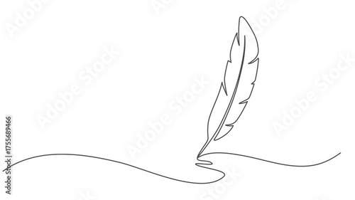 birds feather continuous one line drawing animation, Continuous Line Drawing of Feather Icon. Hand Drawn Symbol Vector Illustration, Hand drawn quill, Self-drawing of continuous drawing of one line