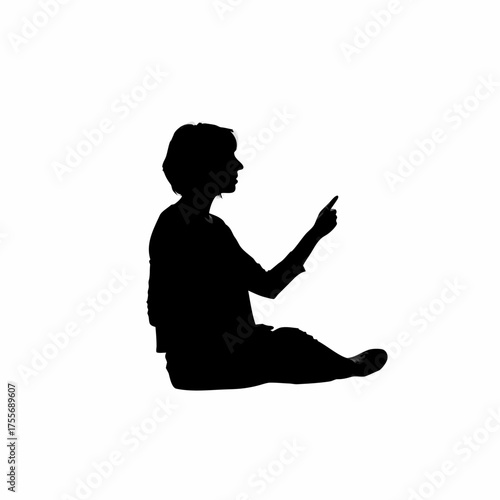 Silhouette of a counselor leading relaxation class isolated on white background