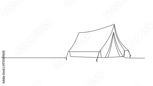 Self drawing line animation tourist tent continuous one single line drawn concept video, Animated self drawing of continuous line draw family adventure camping scene. Full length animation, World