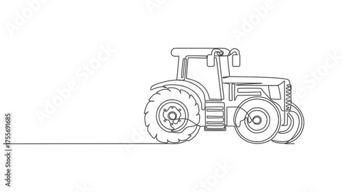 Tractor continuous one line drawing animation, Animated self drawing of continuous line draw bulldozer for paving and digging the road, commercial vehicle. Heavy construction trucks equipment concept.