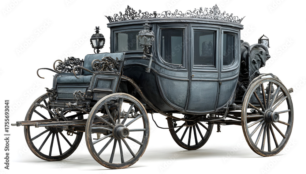 Fototapeta premium An old beautiful carriage on a white background