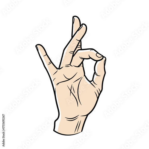 Hand gesture making an ok sign isolated on white background a symbol of approval, agreement, or satisfaction, commonly used in communication and expression
