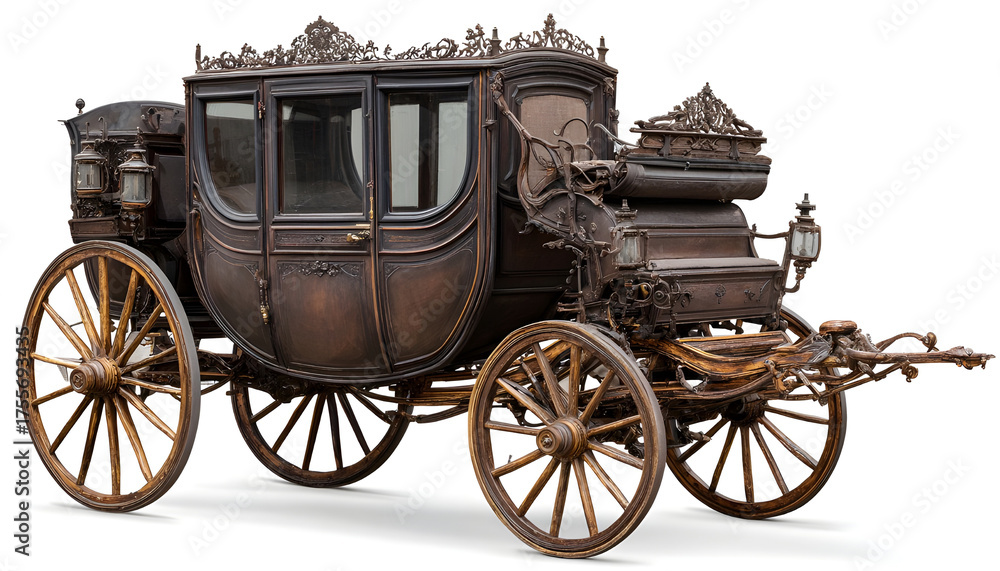 Fototapeta premium An old beautiful carriage on a white background