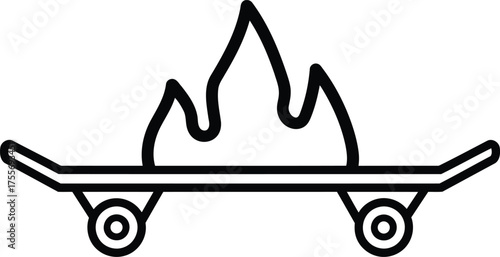 Flaming Skateboard Icon – Fire Extreme Sport Vector Illustration Design