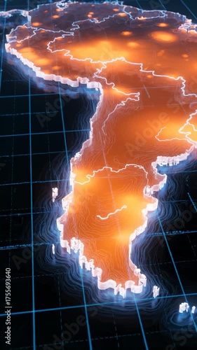 Visualizing South America Map With Topographic Contour Lines and Heatmap