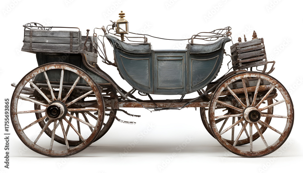 Fototapeta premium An old beautiful carriage on a white background
