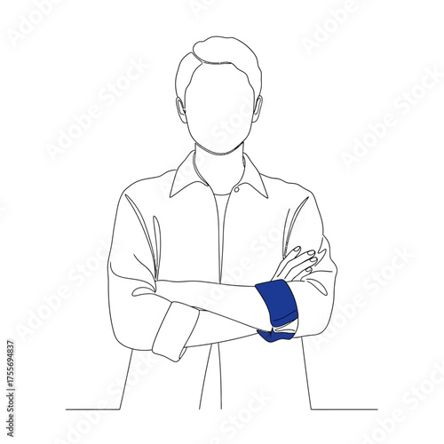 A faceless person with a blue armband isolated on white background, representing support, awareness, or a cause, ideal for campaigns and advocacy