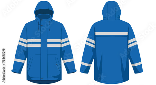 Vivid Blue Raincoat Illustration: Weather Protection Apparel for Safety and Style needs illustration work
