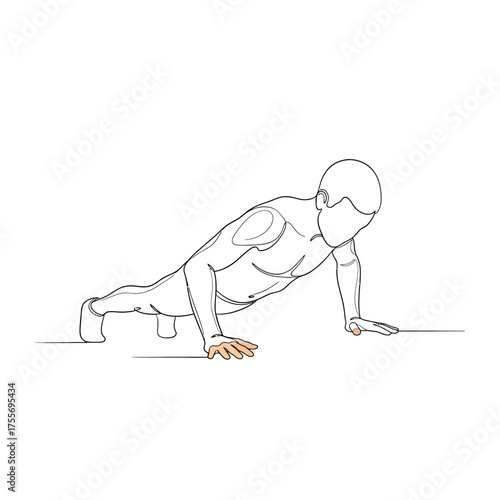 A person doing pushups, a fitness exercise that strengthens the chest, shoulders, and triceps, isolated on white background its a great way to improve upper body strength