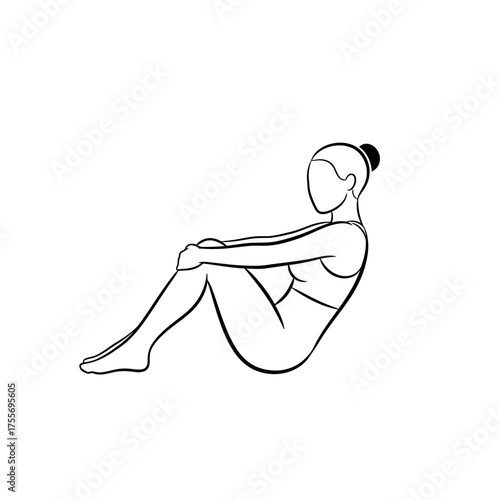 Illustration of a woman in seated forward bend yoga pose isolated on white background the seated forward bend pose is a yoga pose that stretches the spine and hamstrings