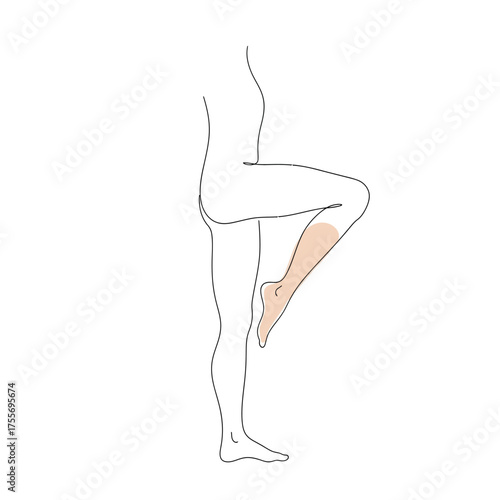 Illustration of a woman in standing knee to chest pose isolated on white background the standing knee to chest pose is a yoga pose that stretches the hip and hamstring