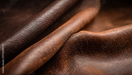 Textured Brown Leather Surface with Natural Creases