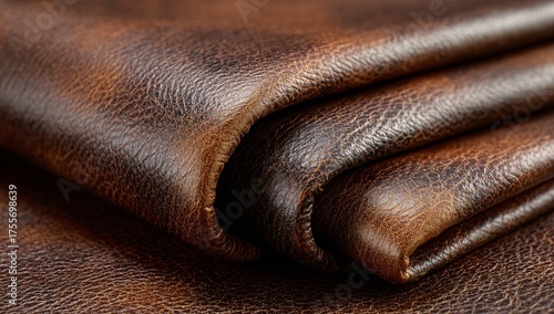 Textured Brown Leather Surface with Natural Creases