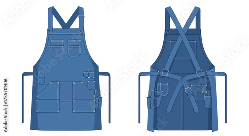 Stylish artisan denim apron mockup showcasing a versatile garment suitable for culinary and crafting pursuits designed with multiple utility pockets