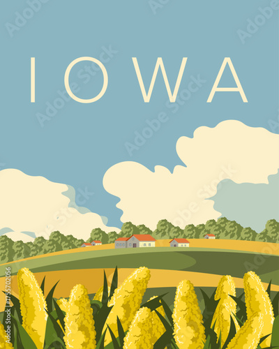 Iowa USA travel poster, banner